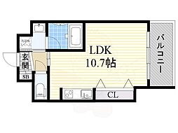 ドルチェヴィータ新大阪 ワンルームの間取図画像