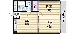 第二高光マンション 2DKの間取図画像