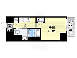 レジュールアッシュ北大阪GRANDSTAGE 1Kの間取図画像