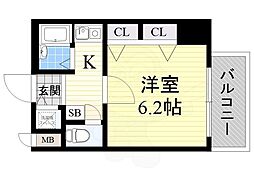 パラシオ塚本3 1Kの間取図画像