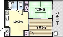 新大阪ハイツさこ 2LDKの間取図画像