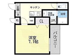 大阪市東淀川区柴島2丁目マンション 1Kの間取図画像