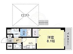 リセス・コート2 1Kの間取図画像