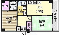ホワイトハイツ・カドタ 2LDKの間取図画像