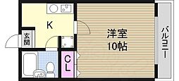 ミュゼ西淡路 1Kの間取図画像