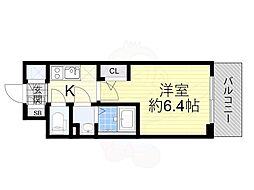 エスリード新大阪ザ・プレミアEAST 1Kの間取図画像
