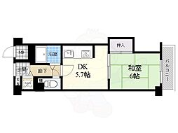 ファミールハイツ北大阪5号棟弐番館 1DKの間取図画像