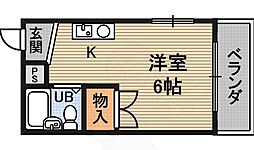 北野第5ハイツ ワンルームの間取図画像