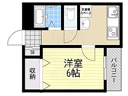 サンメゾン6 1Kの間取図画像