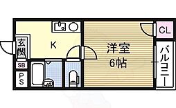マンションCEDAR 1Kの間取図画像