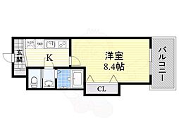 エグゼ新大阪南 1Kの間取図画像