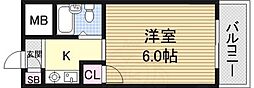 ドレクセル上新庄 1Kの間取図画像