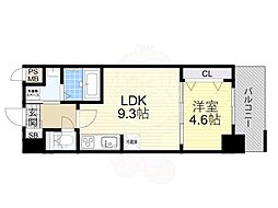 グランルクレ新大阪 1LDKの間取図画像