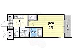 エスレジデンス新大阪ガーデン 1Kの間取図画像