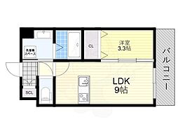 CORVAL新大阪 1LDKの間取図画像