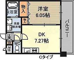パレス東洋小松館 1DKの間取図画像