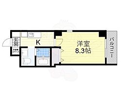 リズ新北野 1Kの間取図画像