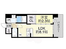 セレニテ十三ミラク 1LDKの間取図画像