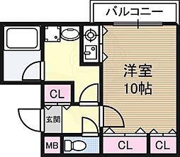 C.WING ワンルームの間取図画像