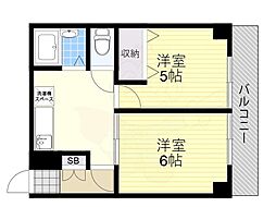 新大阪南愛ビル 2DKの間取図画像