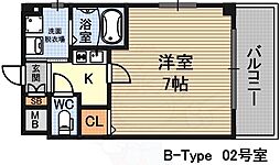 ラシーヌ新北野 1Kの間取図画像