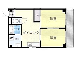 ケイズレジデンス上新庄 2DKの間取図画像
