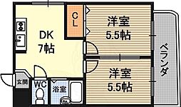 サンサーラ新大阪 2DKの間取図画像