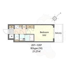 S-RESIDENCE上新庄beat 1Kの間取図画像