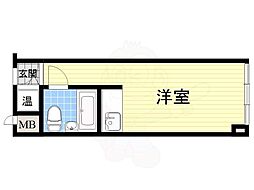 ファミールハイツ北大阪3号棟 ワンルームの間取図画像
