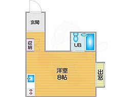 ピエールカルダン ワンルームの間取図画像
