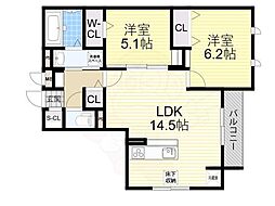 メゾン ド セリジエ 2LDKの間取図画像