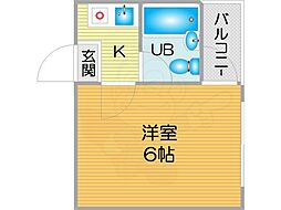 リヴァー住之江B棟 1Kの間取図画像