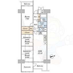 南港ガーデンハイツ24棟 3LDKの間取図画像