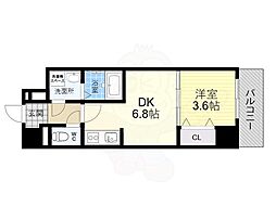 メルベージュ難波サウス3 1DKの間取図画像