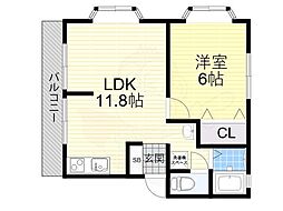長吉ハイツ帝塚山 1LDKの間取図画像