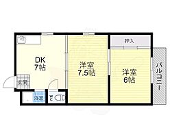 タカイレジデンス 2DKの間取図画像