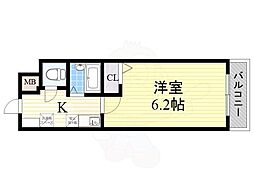 SWISS難波南 1Kの間取図画像