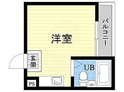 シャトー第2花園 ワンルームの間取図画像