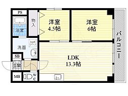 エレガントライフ岸里 2LDKの間取図画像
