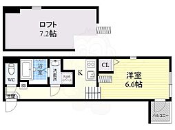 ハーモニーテラス浜口西 1Kの間取図画像
