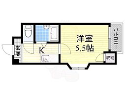 パークライフ住吉 1Kの間取図画像