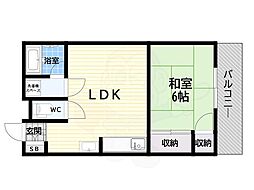 カーサ粉浜 1LDKの間取図画像