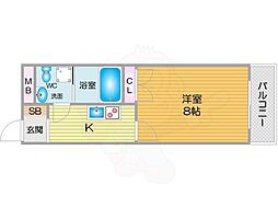 メリー住之江公園 1Kの間取図画像