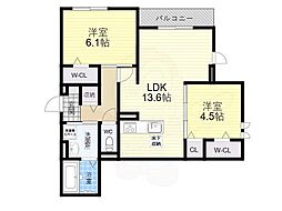 D-ROOM墨江 2LDKの間取図画像