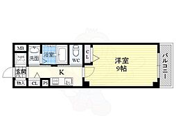 ブラン花園町 1Kの間取図画像