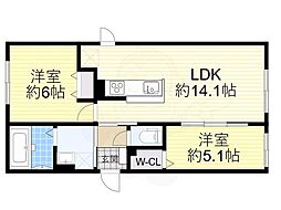 仮)エスポワレジデンス 2LDKの間取図画像