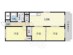 ヴィラスリースター住之江 3LDKの間取図画像