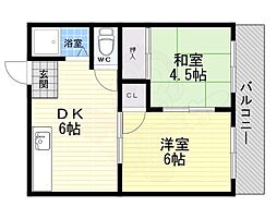 オリーブコート 2DKの間取図画像