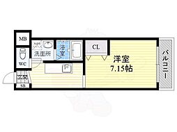ルビーノ帝塚山 1Kの間取図画像