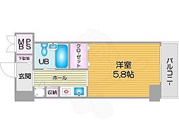ロマネスク天神ノ森 ワンルームの間取図画像